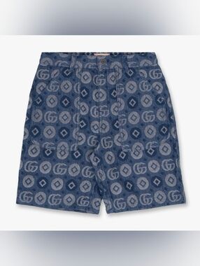 Gucci Kids monogram-jacquard Denim Shorts, 5